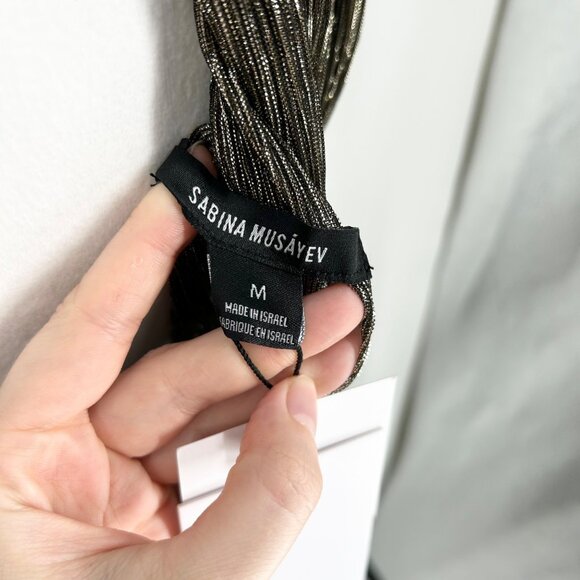 NWT Sabina Musayev Ray Tie Shoulder Metallic Tiered Maxi Dress - Picture 10 of 11